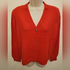 NWT Loft Red Cardigan with Gold Heart Buttons